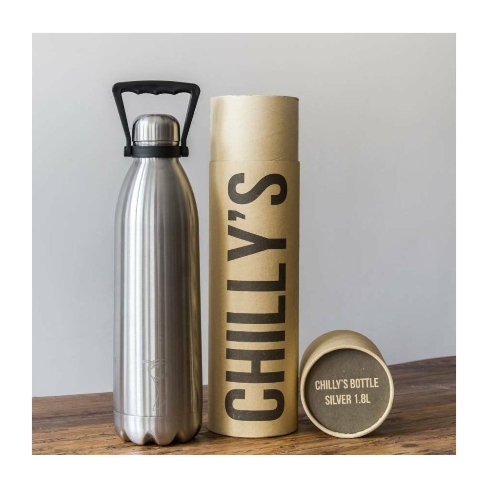 Chilly`s Original Silver Stainless Steel Μπουκάλι Θερμός 1.8lt